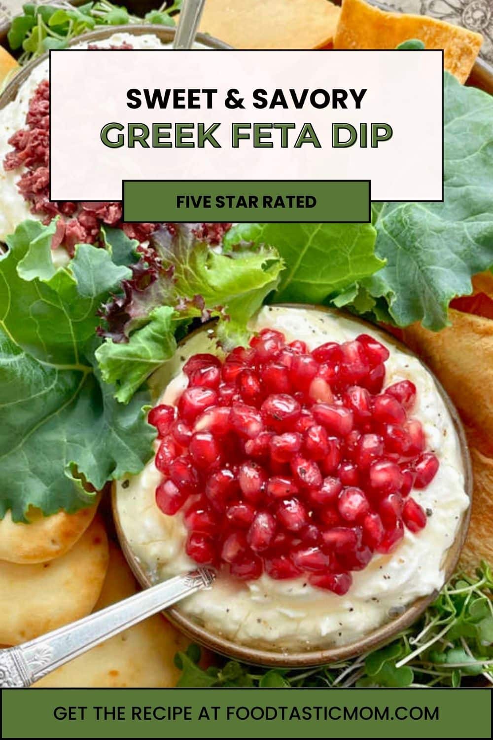 Greek Feta Dip is one simple dip to serve two ways! Sweet with honey or savory with lemon and olives. This is a beautiful appetizer for entertaining. via @foodtasticmom