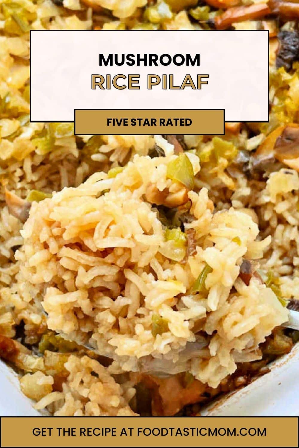 My mom's mushroom rice pilaf casserole recipe is a favorite vintage recipe. The buttery rice cooks in the oven for an easy side dish. via @foodtasticmom