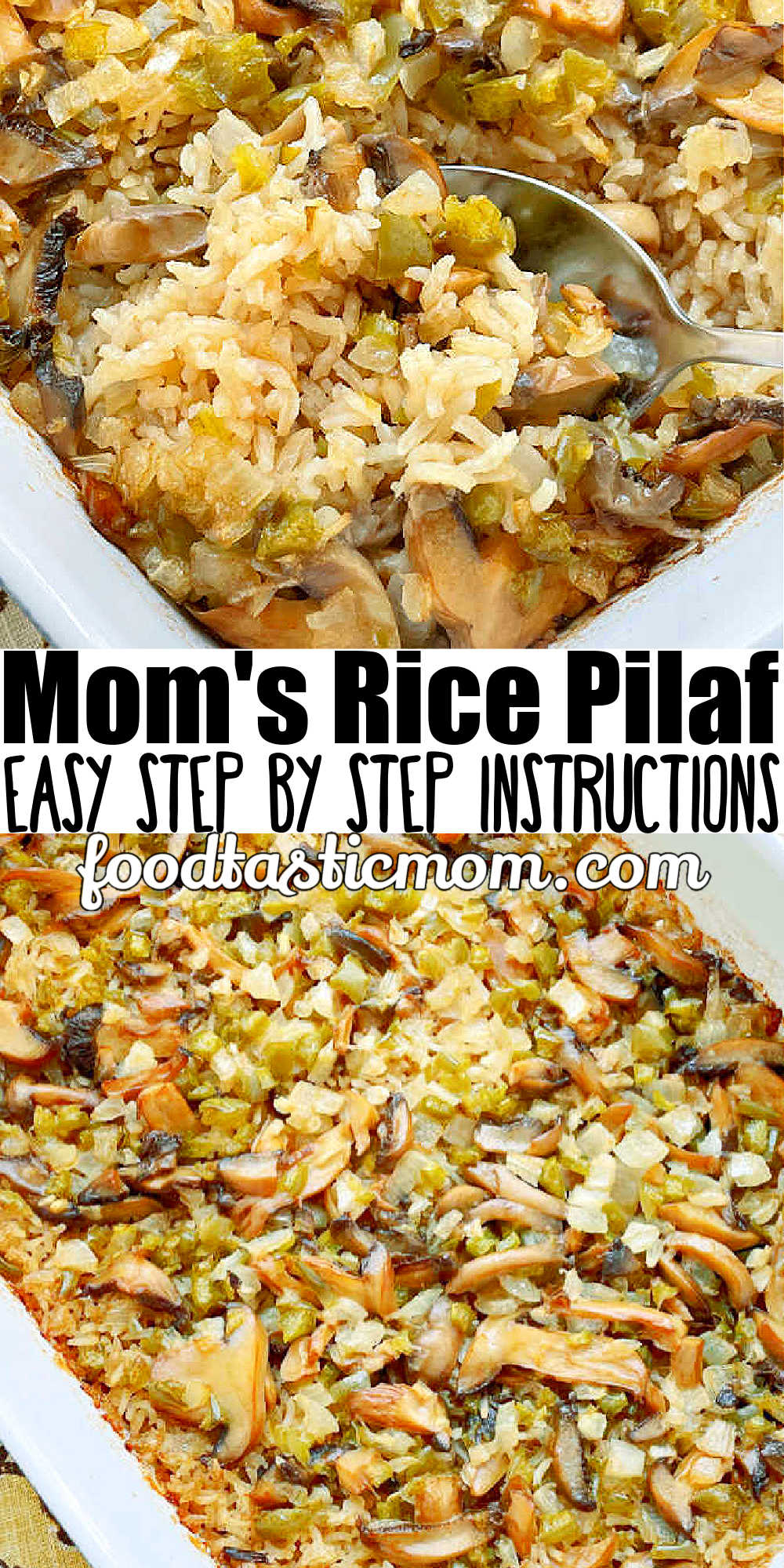 Why is this the best rice pilaf? Because it is my Mom's recipe. White rice cooks to perfection in the oven with just a few surprising ingredients. via @foodtasticmom