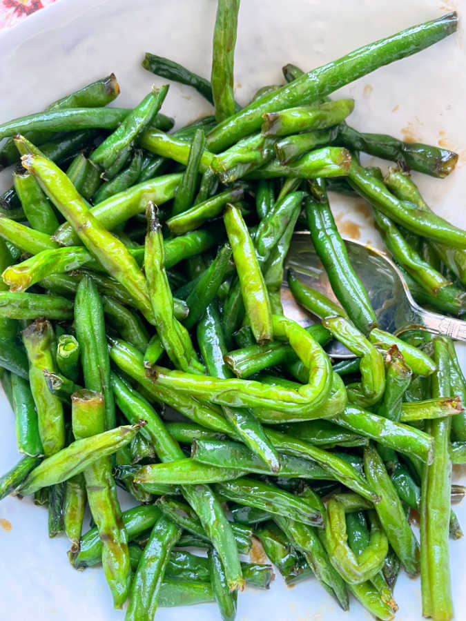 air fryer green beans glazed with soy sauce