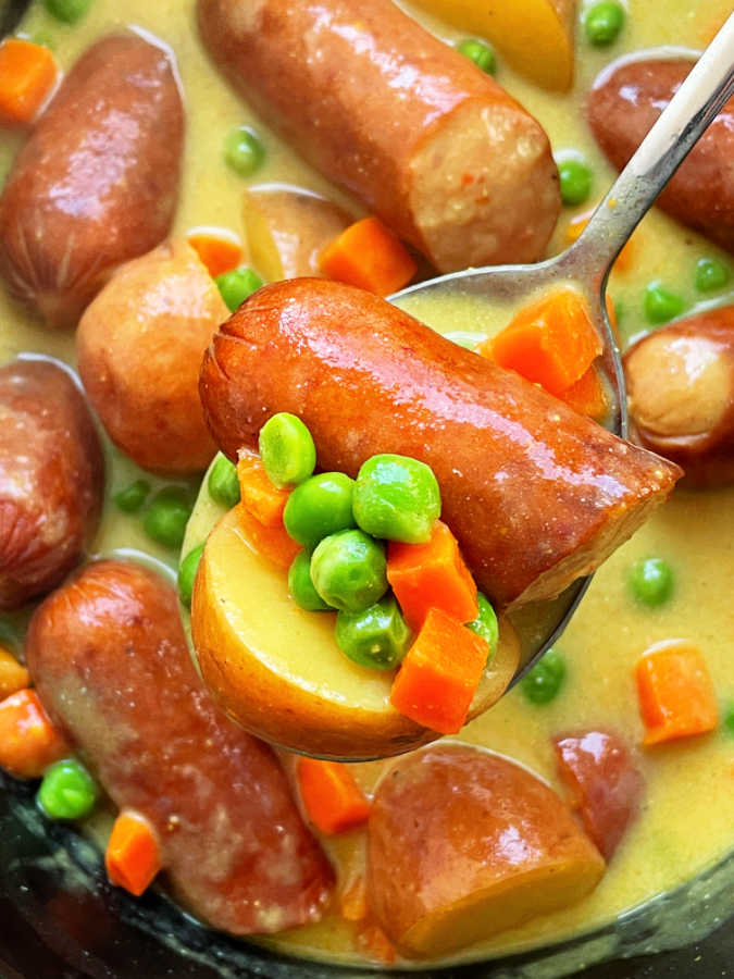 Slow Cooker Curried Sausage - Foodtastic Mom