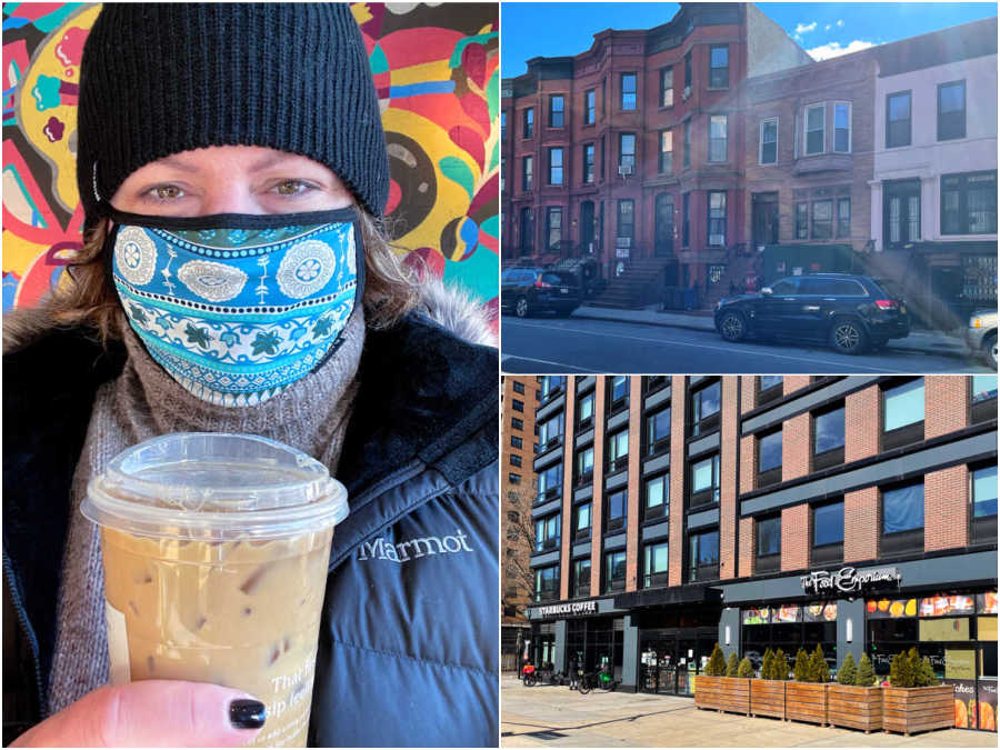 Starbucks and food emporium across the street from Brooklyn airbnb