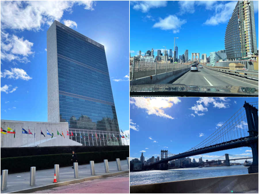 scenic drive over the Brooklyn Bridge in NYC