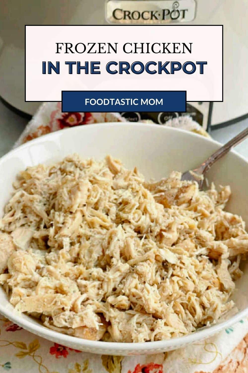 An easy recipe for making frozen, boneless and skinless chicken breasts in the Crock Pot to use in any recipe calling for cooked chicken. via @foodtasticmom