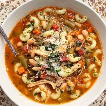 chicken minestone soup in a bowl
