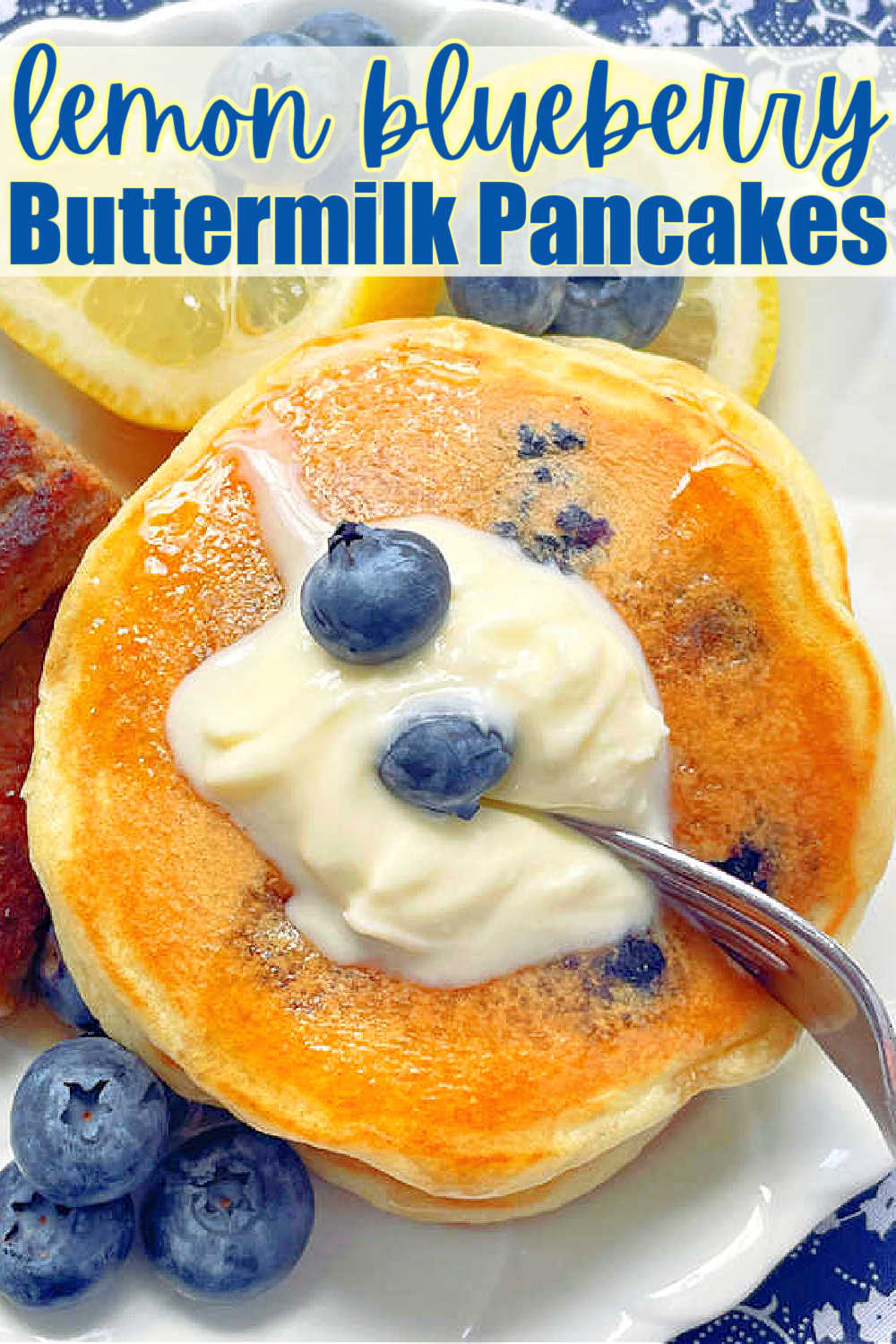 Lemon Blueberry Pancakes | Foodtastic Mom #pancakerecipes #buttermilkpancakes #lemonblueberrypancakes via @foodtasticmom