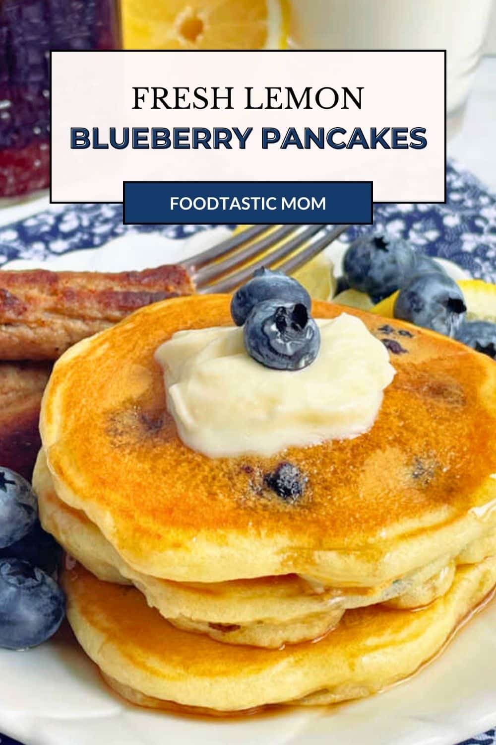 Lemon Blueberry Pancakes are fluffy and bursting with flavor thanks to real buttermilk, lemon zest and fresh blueberries. via @foodtasticmom