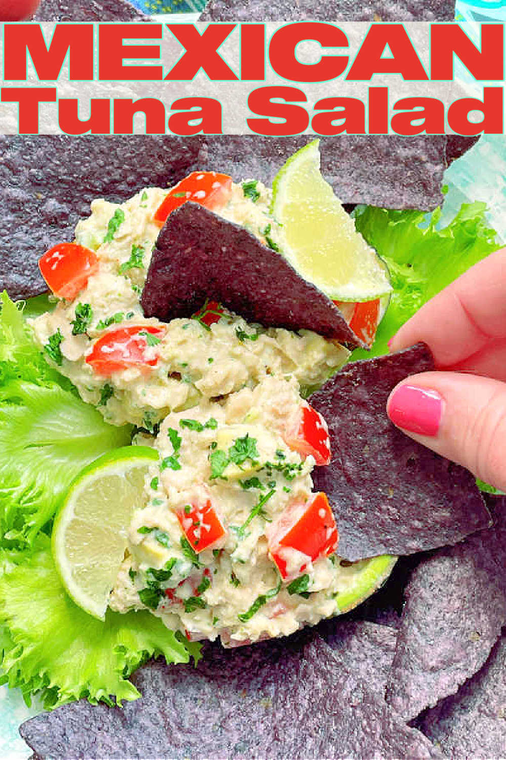 Mexican Tuna Salad spices up a classic, for a high-protein lunch or snack. Tomatoes, avocado, taco sauce, sour cream and lime juice help make this salad a hit. via @foodtasticmom