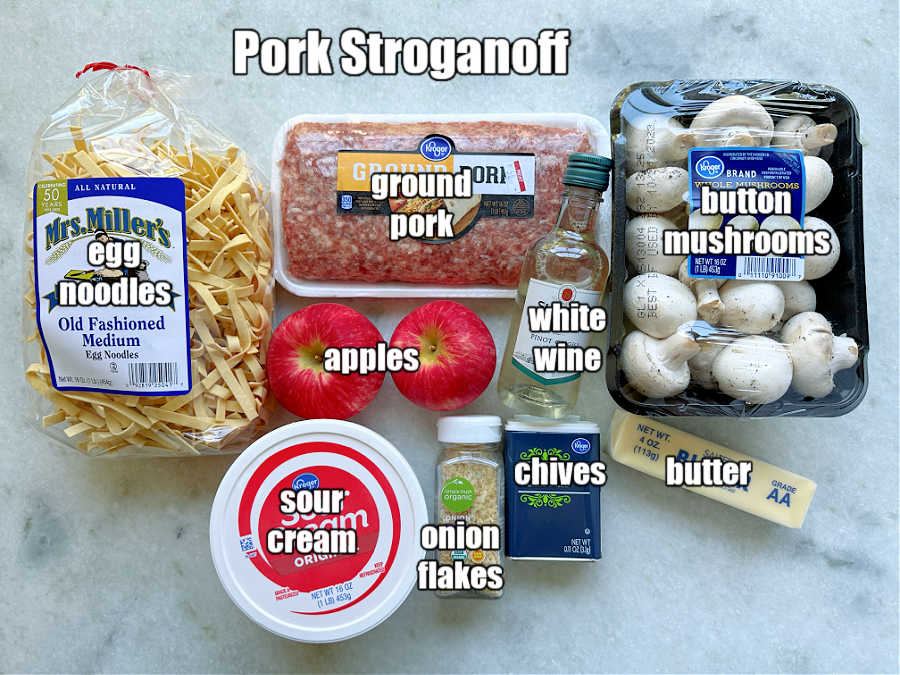 ingredients needed for making pork stroganoff