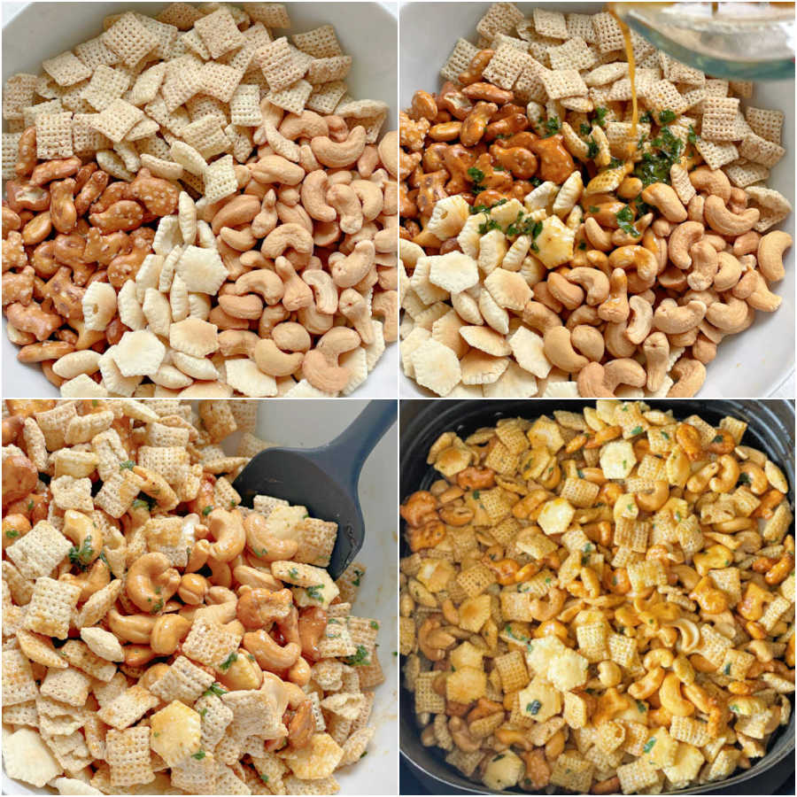 step by step photos of how to make air fryer chex mix