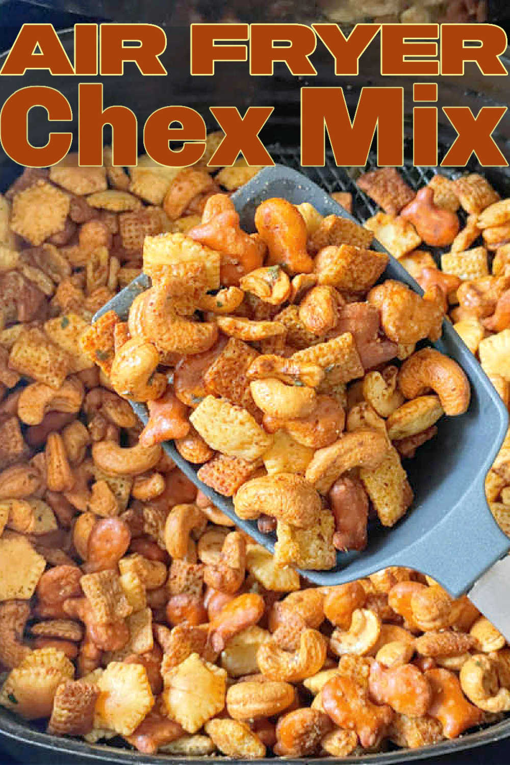 My Air Fryer Chex Mix combines rice Chex, Goldfish pretzels, oyster crackers and cashews with an Old Bay seasoning mix and buttery sauce. It's perfect for summer snacking! An air fryer is superior to your oven in making this popular snack mix.  via @foodtasticmom