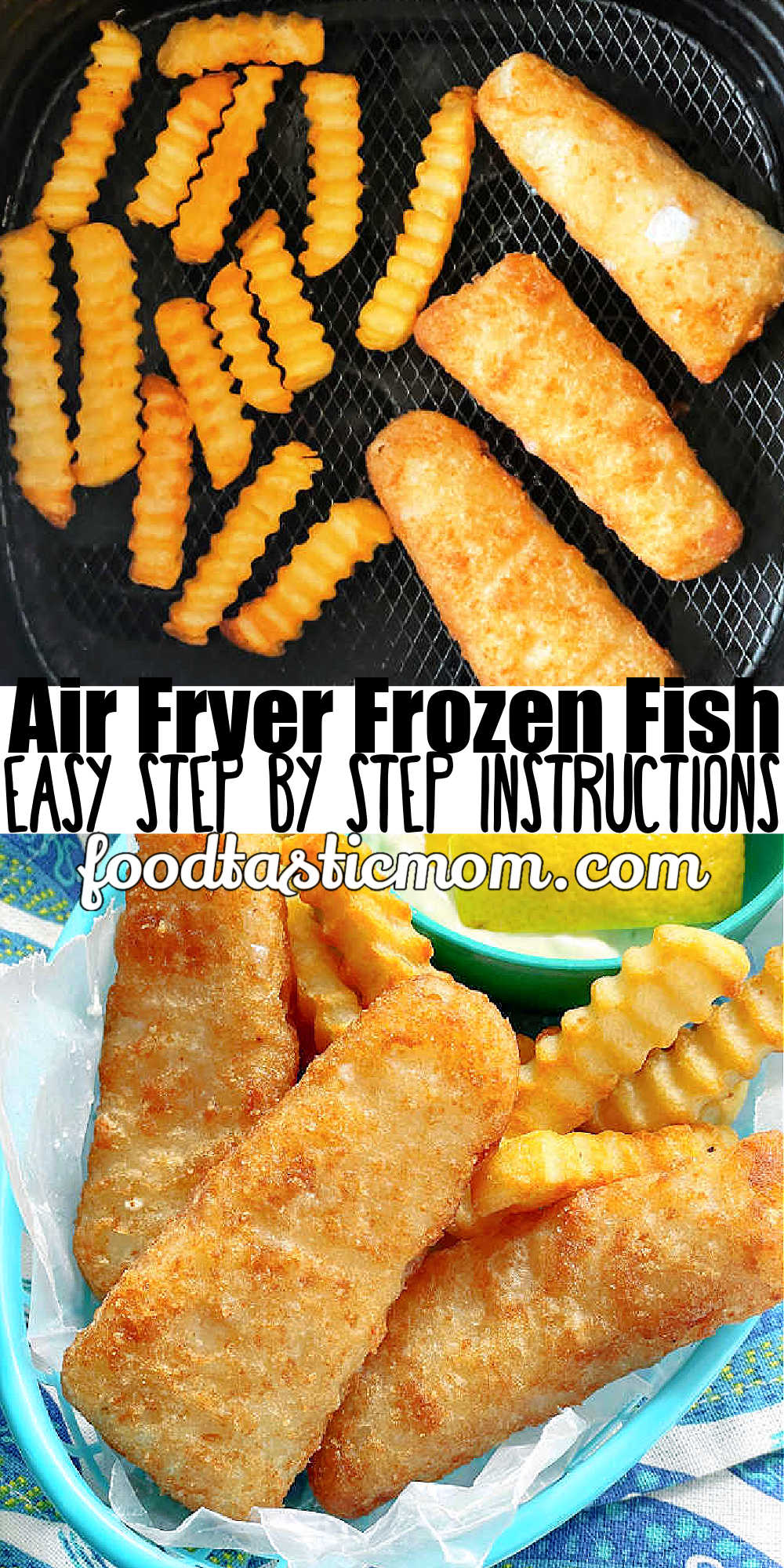 Learn how to cook Air Fryer Frozen Fish (any type and any brand) to create three super simple meals - fish and chips, fish sandwiches and fish tacos! via @foodtasticmom