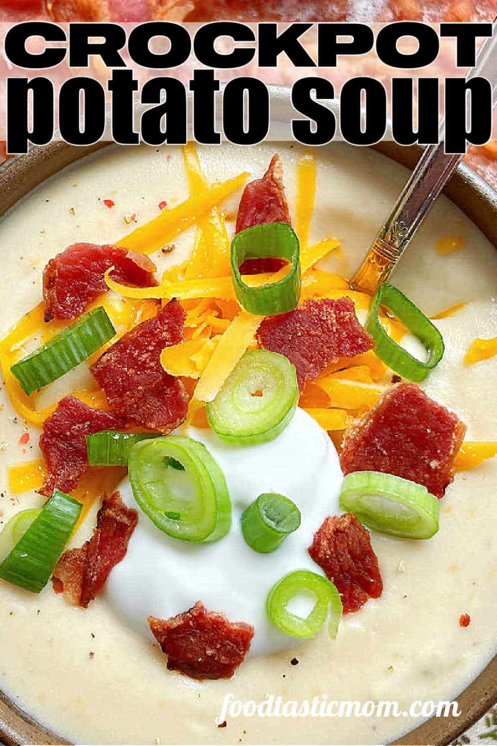 This is the potato soup of your dreams! My recipe for Potato Soup in the Crockpot combines frozen hash browns with a microwave roux for pure, creamy potato soup perfection! via @foodtasticmom