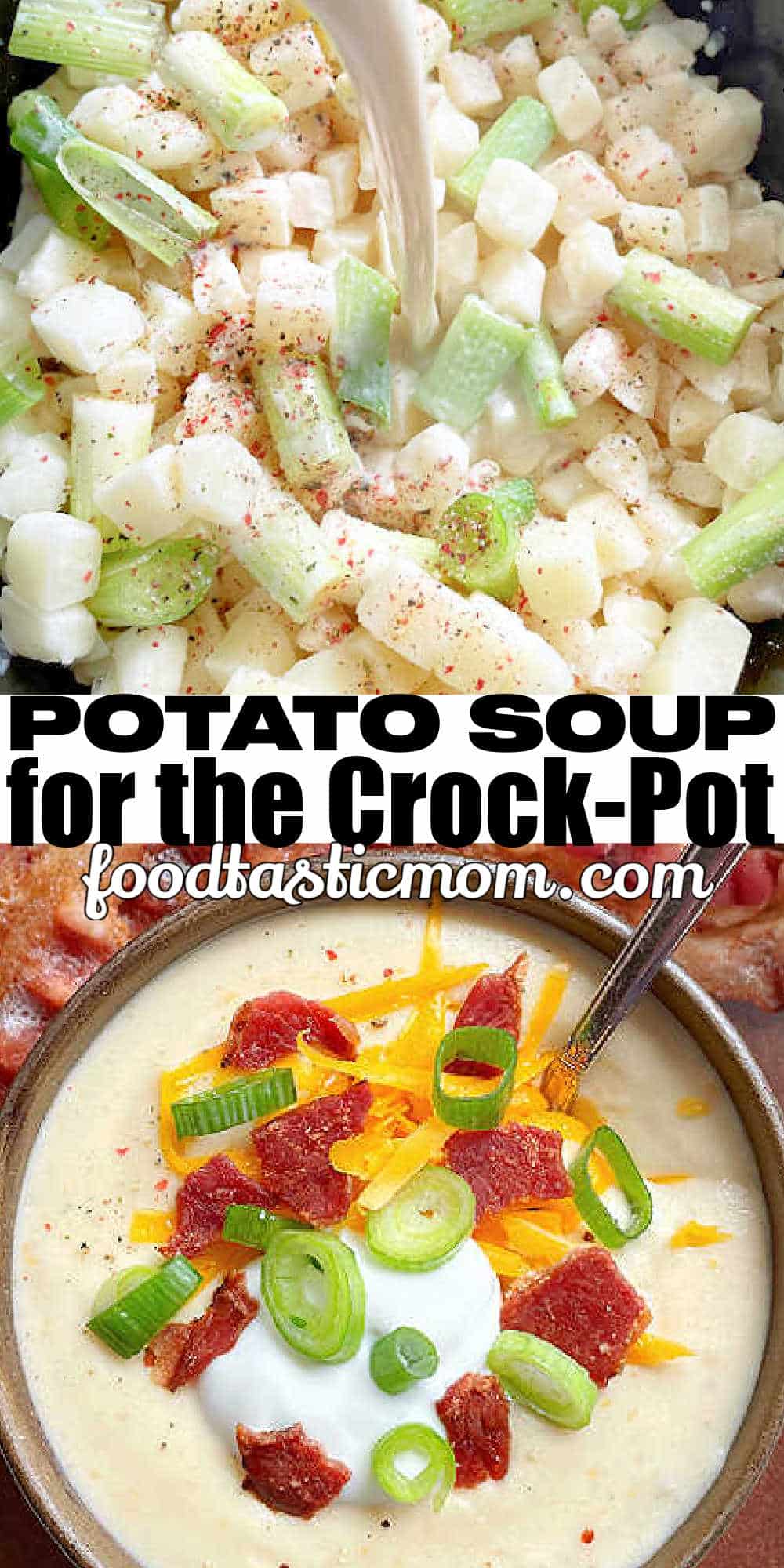 This is the potato soup of your dreams! My recipe for Potato Soup in the Crockpot combines frozen hash browns with a microwave roux for pure, creamy potato soup perfection! via @foodtasticmom