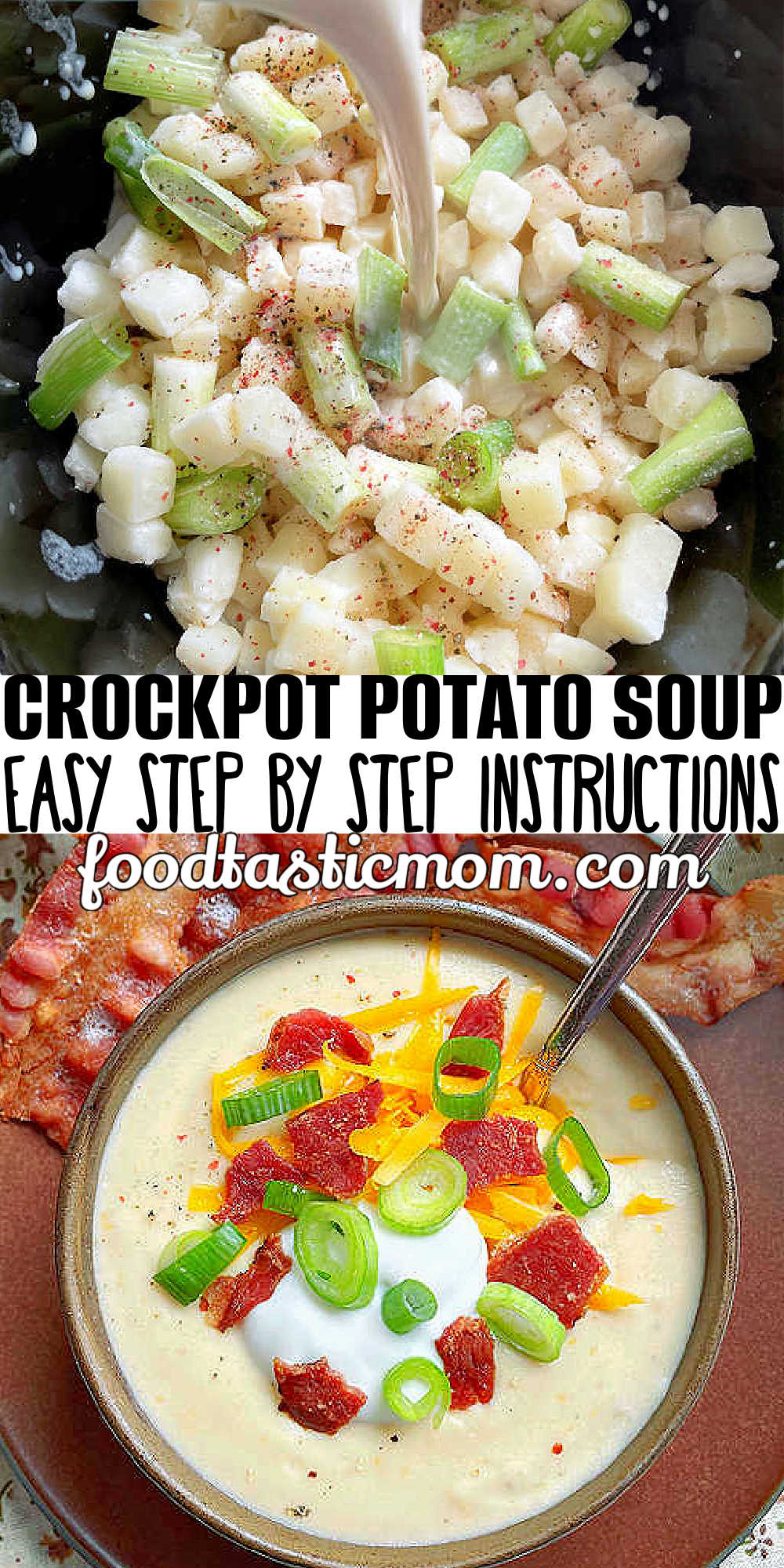 This is the potato soup of your dreams! My recipe for Potato Soup in the Crockpot combines frozen hash browns with a microwave roux for pure, creamy potato soup perfection! via @foodtasticmom