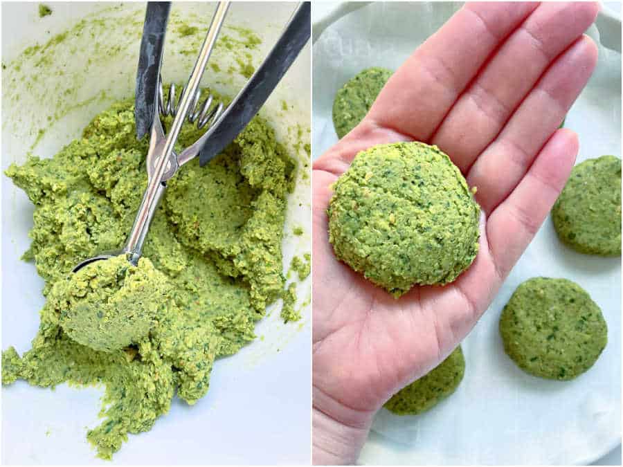picture tutorial for how to make air fryer falafel patty