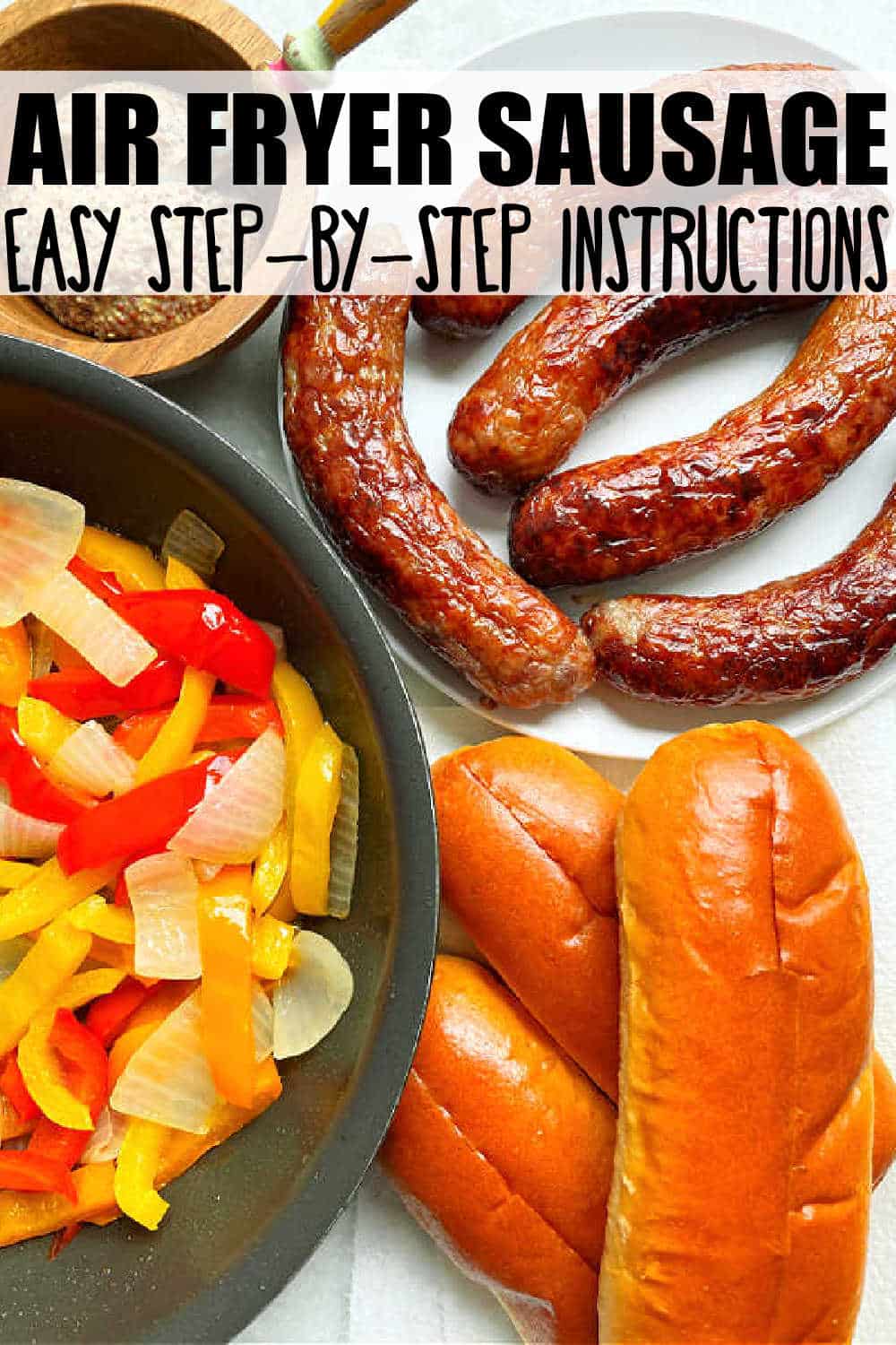 Enjoy easy Air Fryer Sausage for any occasion. Your air fryer is the hands off way to cook Bratwurst, Italian sausage or any other variety. via @foodtasticmom