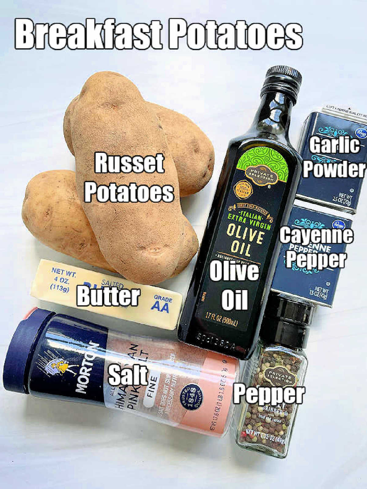 picture of ingredients needed for breakfast potatoes
