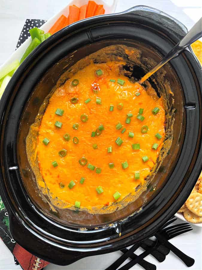 cooked and ready to serve crock pot buffalo chicken dip