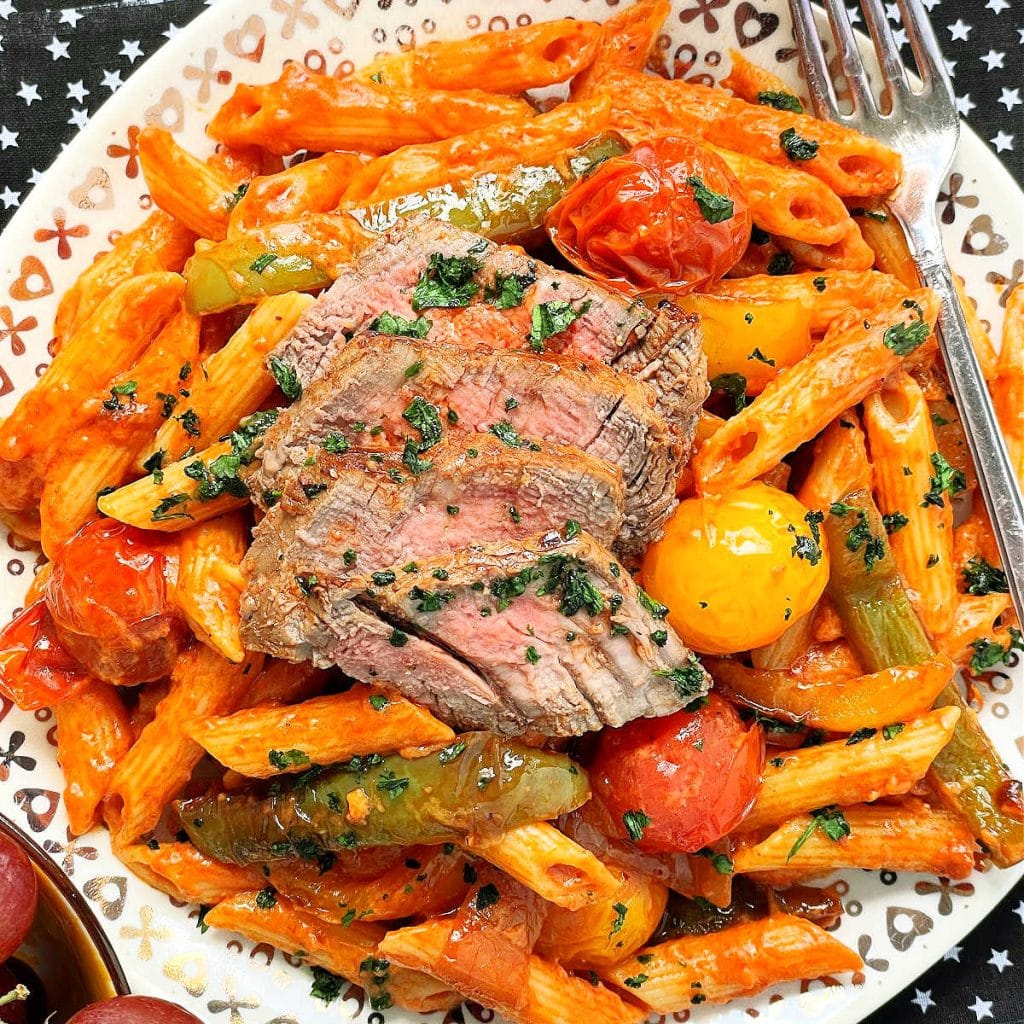 Creamy Fajita Steak Pasta Foodtastic Mom