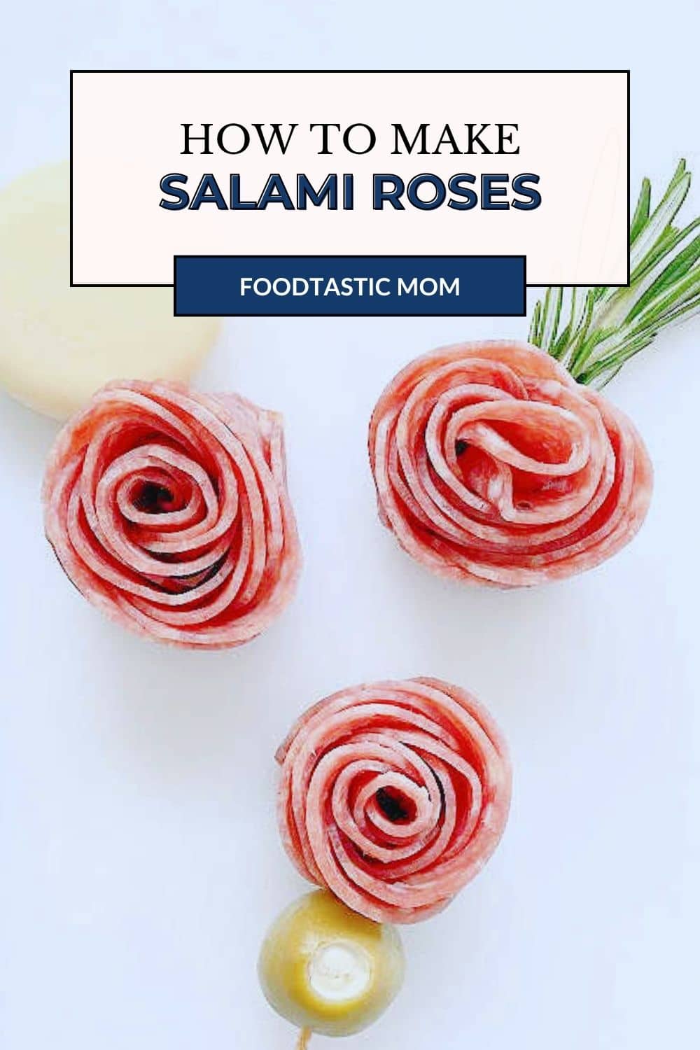 Step by step and expert tips for how to make a salami rose and rosebuds to help decorate a cheese or snack board for your next party. via @foodtasticmom
