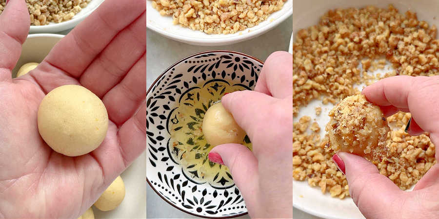 step by step pictures for how to make thumbprint cookies with icing