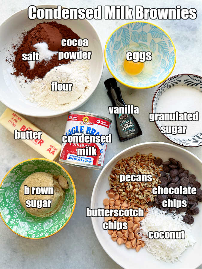 ingredients for making condensed milk brownies