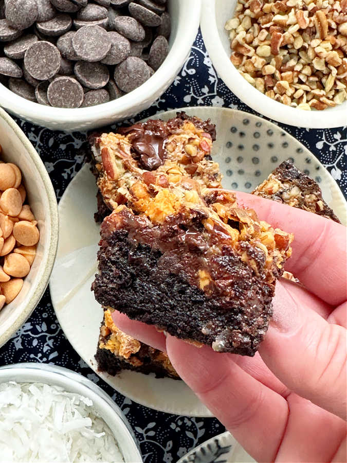 showing a close up of condensed milk brownies