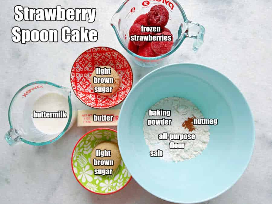 ingredients for making strawberry spoon cake