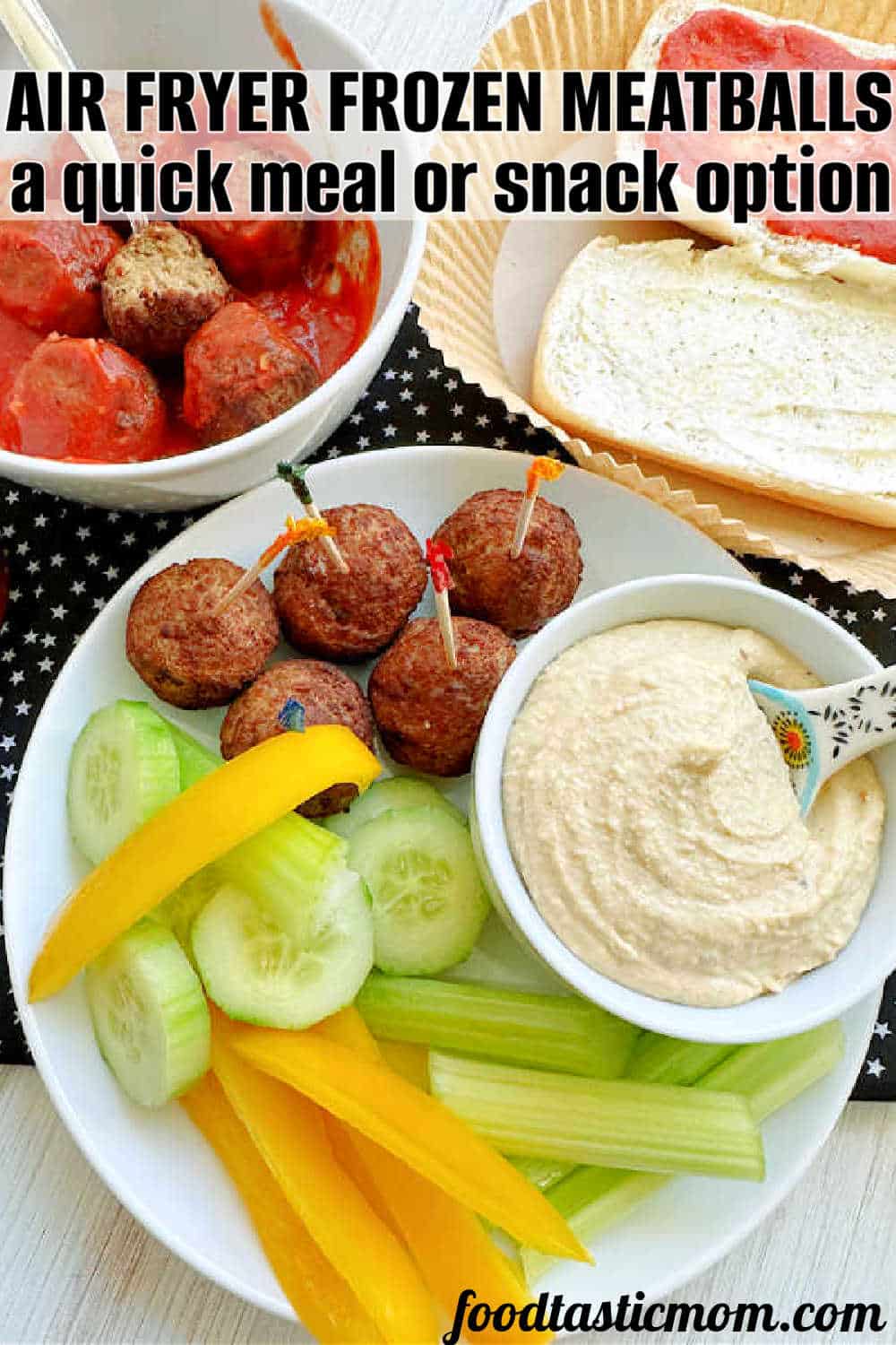 Make a variety of easy and delicious snacks and meals with perfectly cooked Air Fryer Frozen Meatballs. Instructions work for any brand. @foodtasticmom via @foodtasticmom