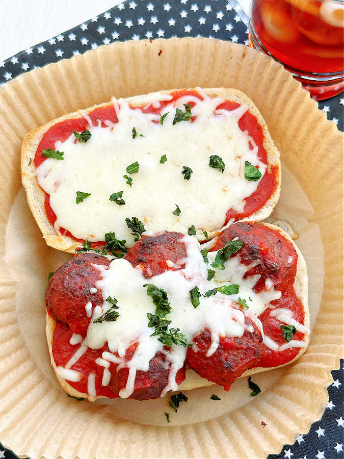 meatball sub made with air fryer frozen meatballs