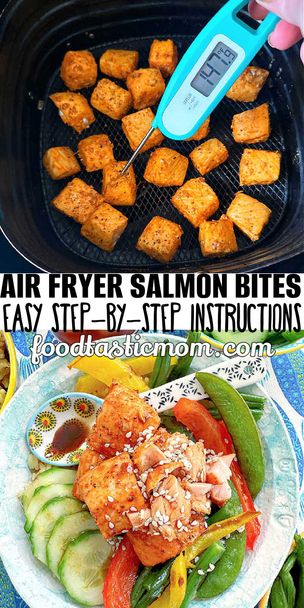 Air Fryer Salmon Bites | Foodtastic Mom #airfryersalmonbites #salmonrecipes #airfryerrecipes via @foodtasticmom