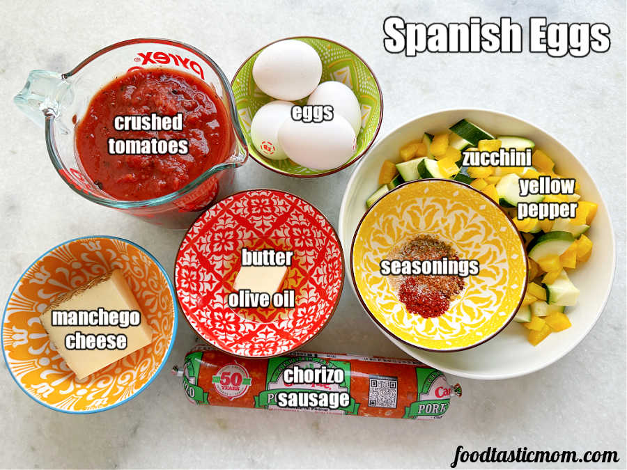 ingredients needed for making Spanish eggs