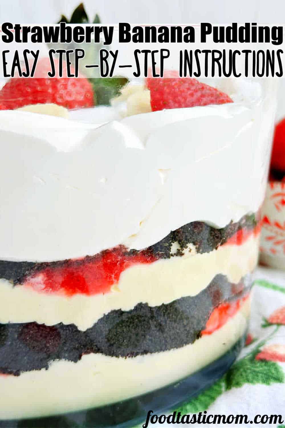 pin 3 for pinterest for strawberry banana pudding via @foodtasticmom