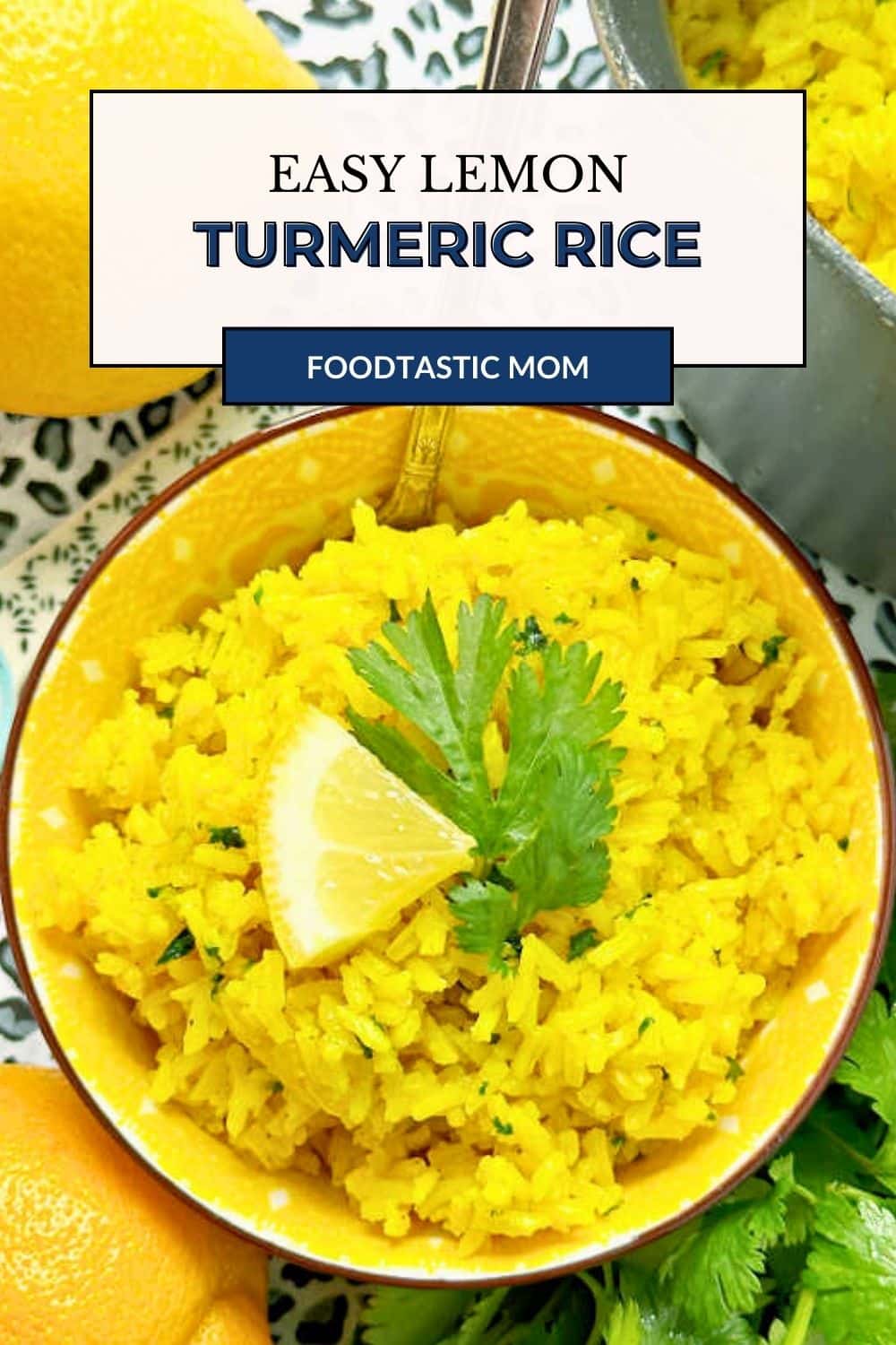 Turmeric Rice is an easy and colorful side dish. The rice is fragrant and delicious with turmeric, garlic, butter and fresh lemon juice. via @foodtasticmom