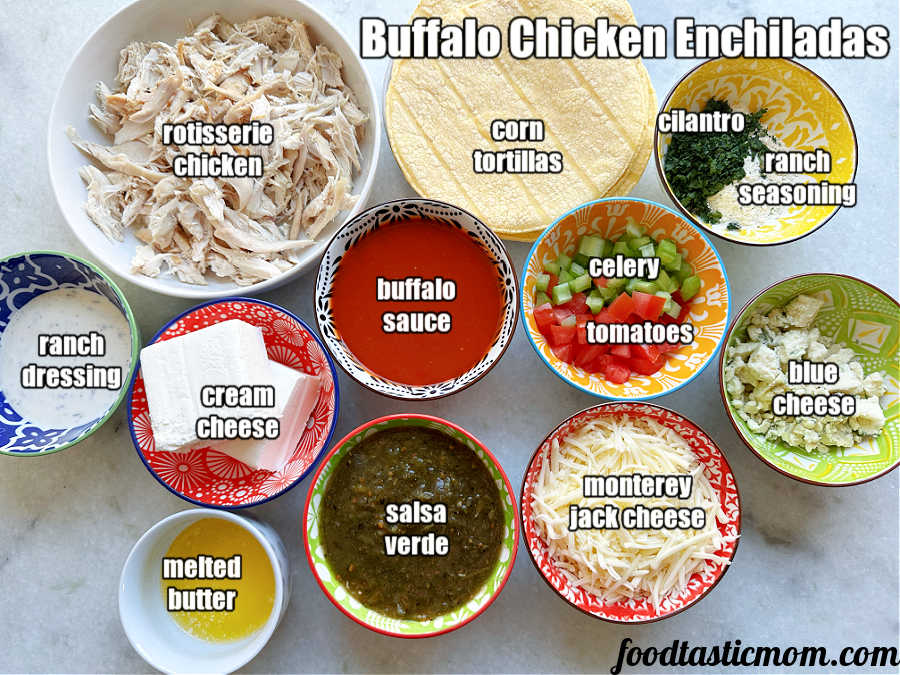 ingredients for making buffalo chicken enchiladas