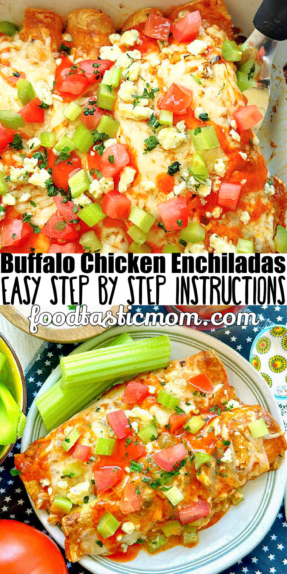 Buffalo Chicken Enchiladas | Foodtastic Mom #buffalochicken #enchiladas via @foodtasticmom