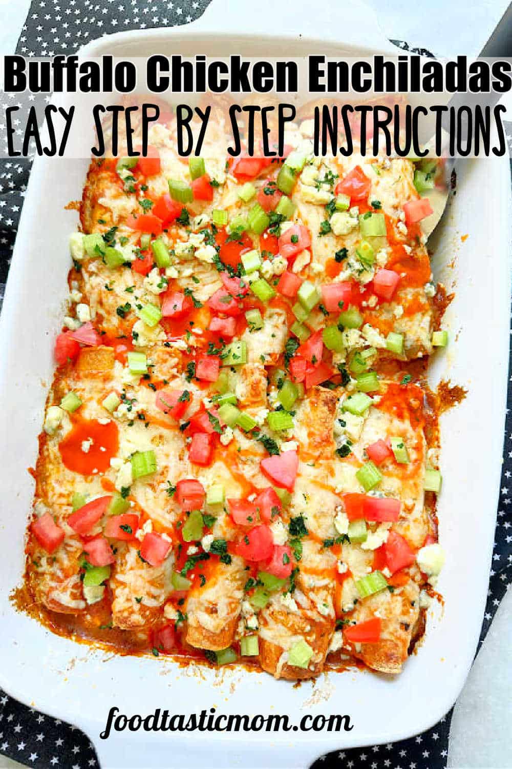 Buffalo Chicken Enchiladas | Foodtastic Mom #buffalochicken #enchiladas via @foodtasticmom