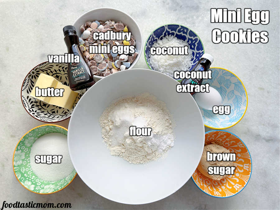 ingredients needed for making mini egg cookies