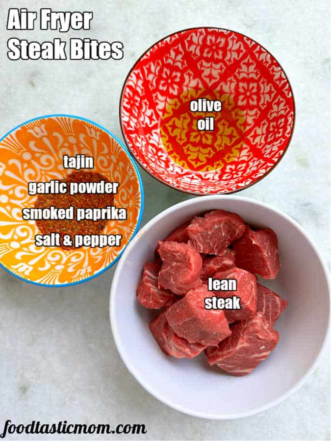 ingredients for making air fryer steak bites