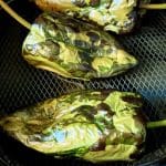 Easy step by step instructions for how to make Air Fryer Roasted Poblano Peppers. So simple to make and no oil required.