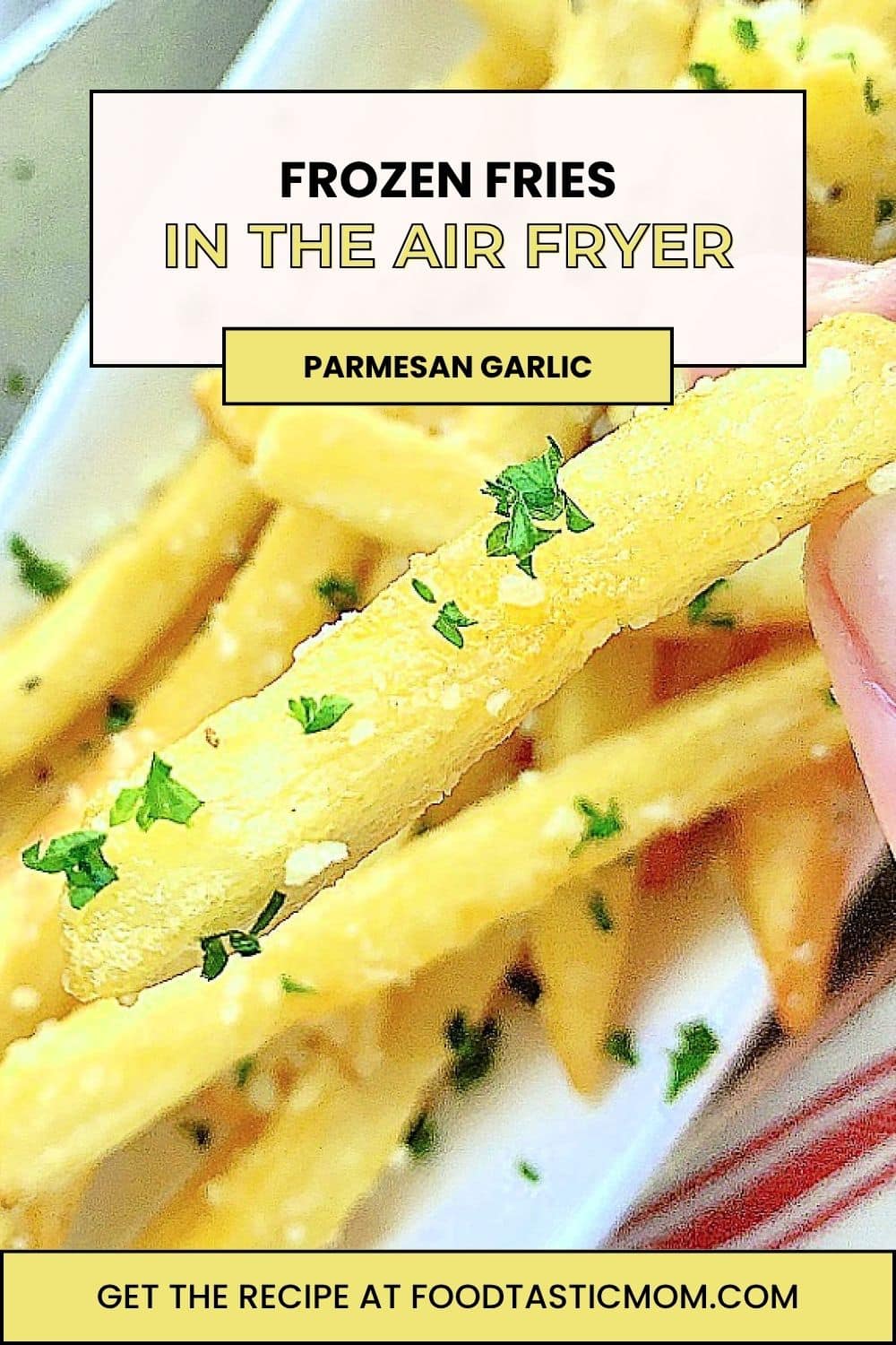 Fry crispy frozen fries in your air fryer and then make them extra delicious by turning them into delicious garlic Parm fries. via @foodtasticmom