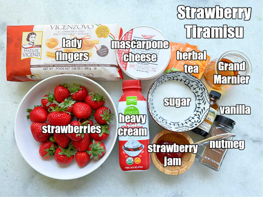 ingredients for strawberry tiramisu