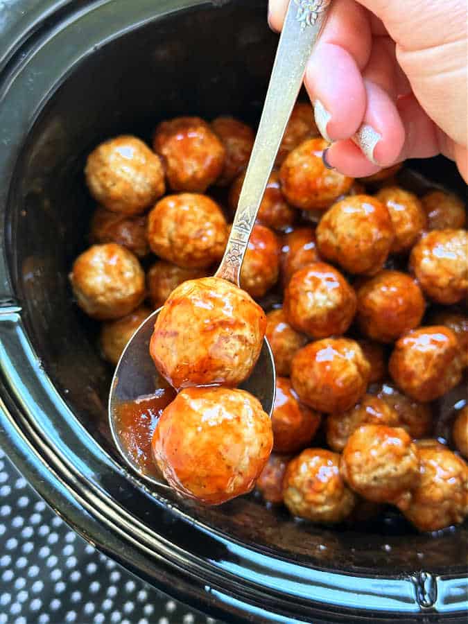 frozen meatballs cooked with BBQ sauce 