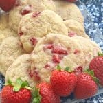 These Strawberry Sugar Cookies combine my grandma's sugar cookie recipe with chopped fresh strawberries for the most delightful treat. Each cookie is like a mini strawberry cake!
