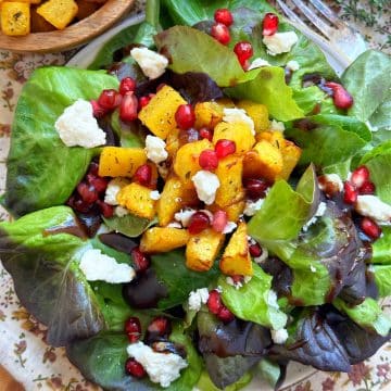 This Roast Pumpkin Salad is a show stopper for your fall dinner table but also so easy to make. The homemade maple balsamic vinaigrette is the best!