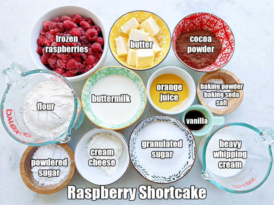 picture of ingredients needed to make raspberry shortcake