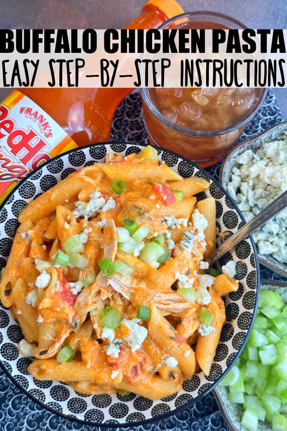 Spice up your weeknight dinner with this delicious and easy one pot buffalo chicken pasta recipe. Made with just a few simple ingredients, this dish is sure to become a family favorite! via @foodtasticmom