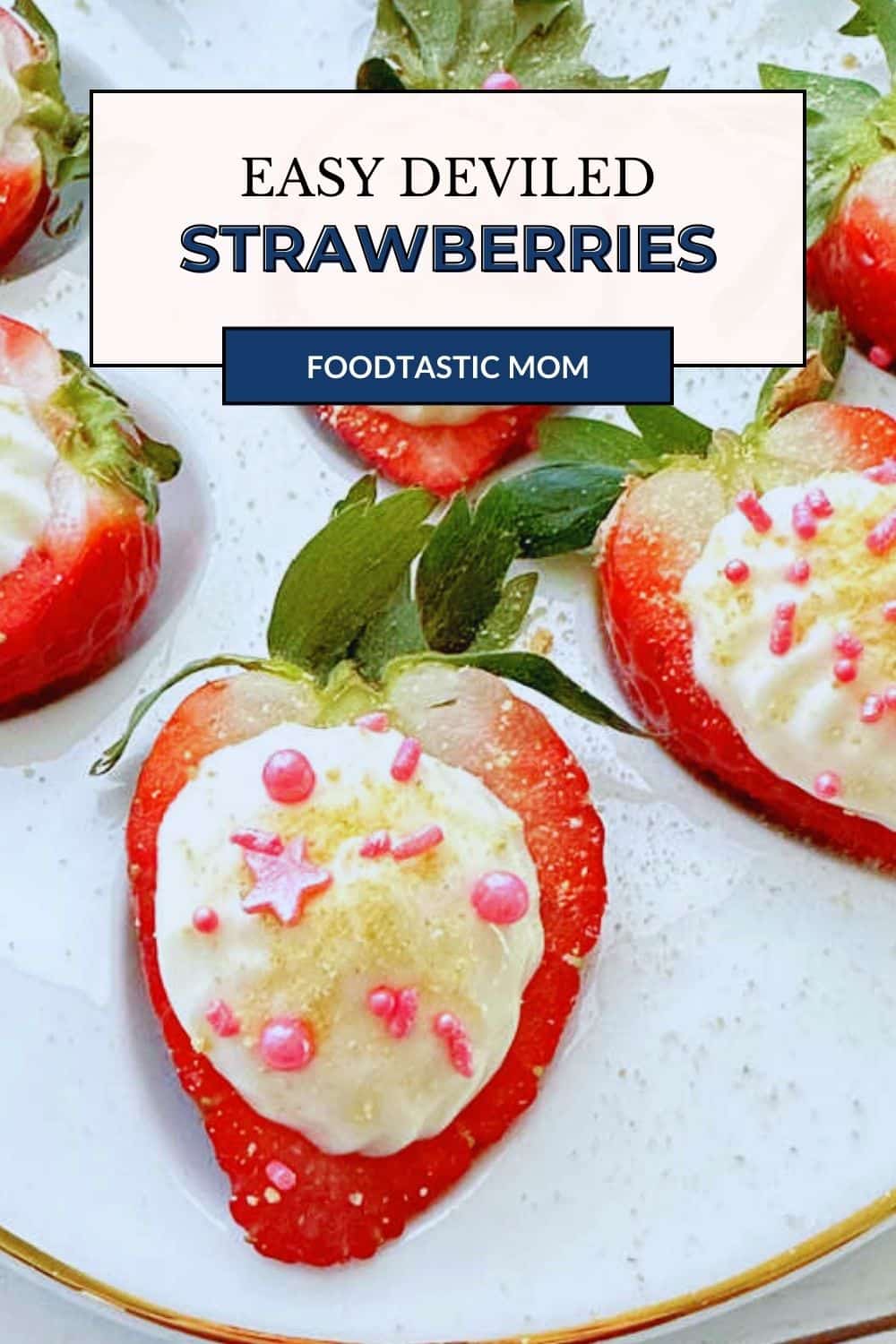 Try filling your deviled egg platter with juicy strawberries! This yummy dessert combines fresh berries with a creamy cheesecake filling. via @foodtasticmom