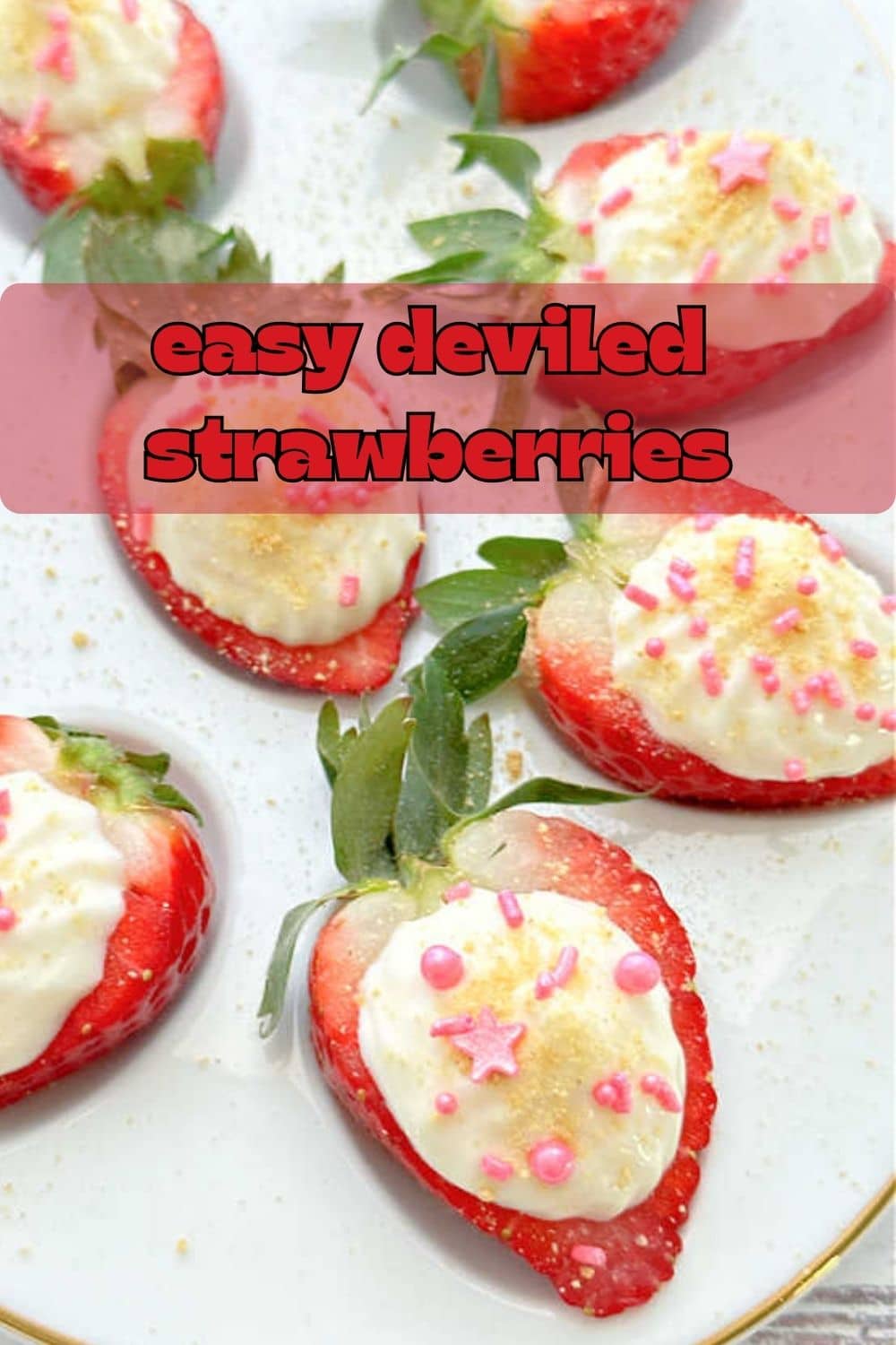 Try filling your deviled egg platter with juicy strawberries! This yummy dessert combines fresh berries with a creamy cheesecake filling. via @foodtasticmom